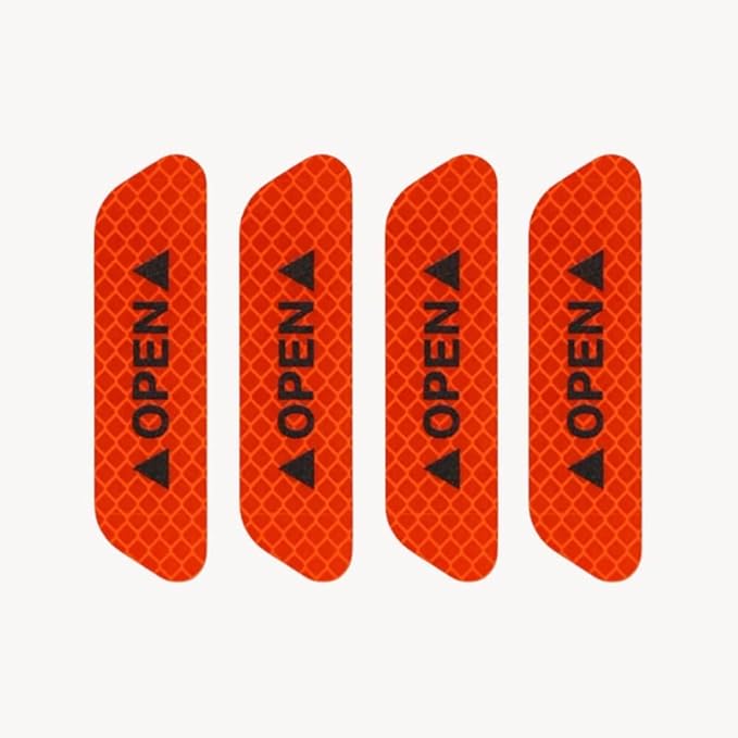 Careflection Car Door Reflective Open Warning Safety Sticker(Red),Plastic,Self-Adhesive,9.5x2.5x0.2cms