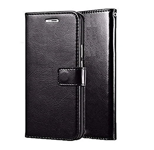 Plus Vintage Leather Magnetic Flip Cover Wallet Back Cover Case for Apple iPhone 11 Pro - Black