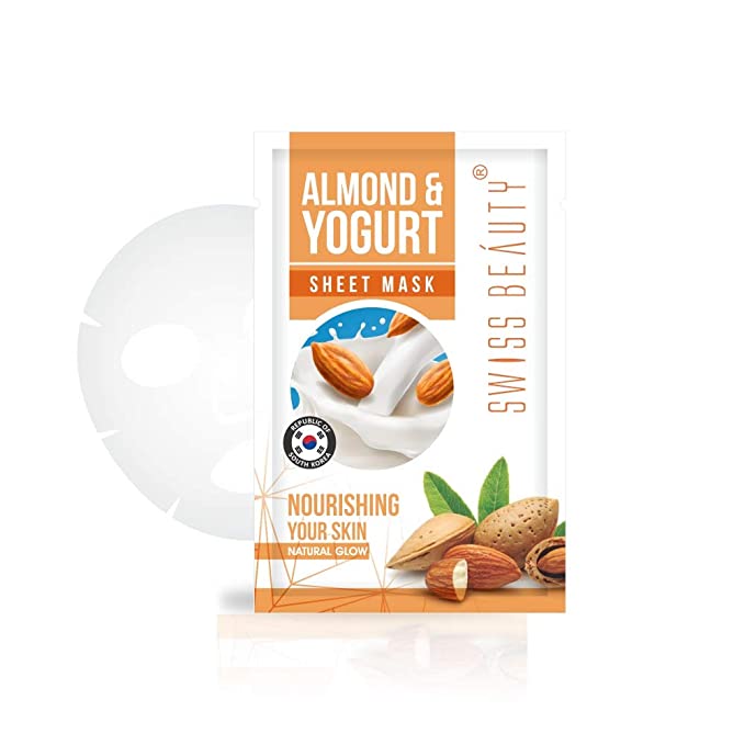 SWISS BEAUTY Sheet Mask, Almond-Yogurt, 22 ml