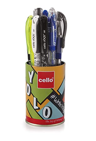 Cello Yolo Stationery Combo Pack (12 Stationery Items) Includes Ball Pens, Gel Pens,whiteboard Markers, Permanent Marker, Highlighters & Mechanical Pencil| Perfect Pack For School And College Students