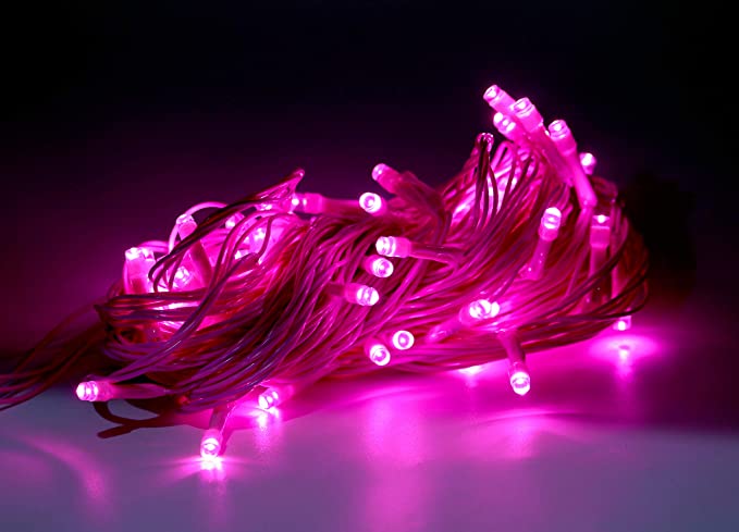 MPROW 11 Meter 30 LED Pure Pink Decorative Still Led String Light | 36 Feet Single Colour Pink Diwali Still Led Ladi String Light for Home Decor, Christmas, Diwali and Festive Decoration (Pink)