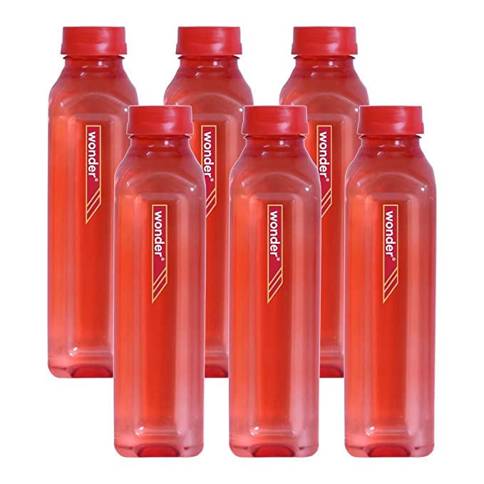 Wonder Atlanta 1000 Fridge Bottle Set, Red Color, Set of 6 Bottles, Made in India