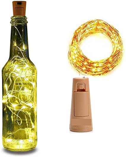 GLOWTRONIX Bottle Cork led String Lights for Wine Bottles Bottle Cork Lights - Bottle Cork Lights Strip Lights for Garden Decoration Party Wedding Christmas Copper String Lights (1Unit)