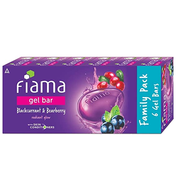 Fiama Gel Bar Blackcurrant And Bearberry, With Skin Conditioners For Moisturized, Radiant & Glowing Skin, 750g (125g - Pack of 6), Soap for Women & Men, For All Skin Types