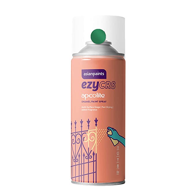 Asian Paints ezyCR8 Apcolite Enamel Multi-Surface DIY Spray Paint for Metal, Wood, Wall (Bus Green, 200ml Can)