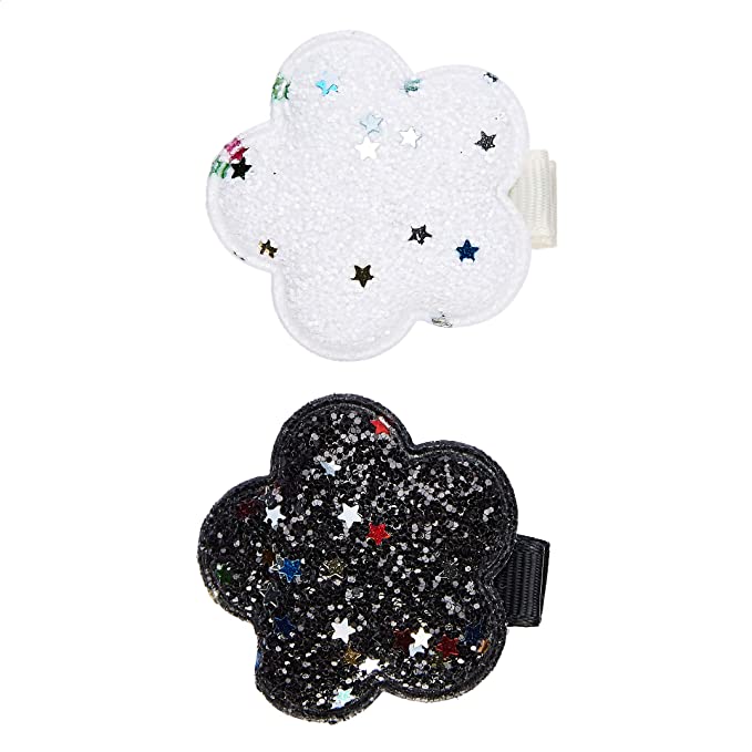 Amazon Brand - Solimo Kid's Hair Pins in Floral Pattern, Black and White, Pack of 2