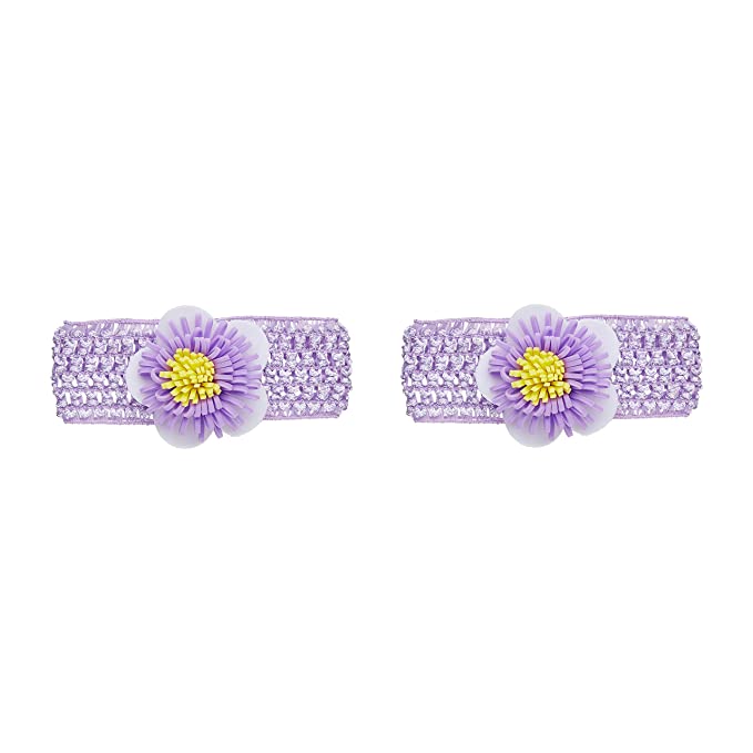 Amazon Brand - Solimo Kid's Hair Bands with Violet Flower, Pack of 2