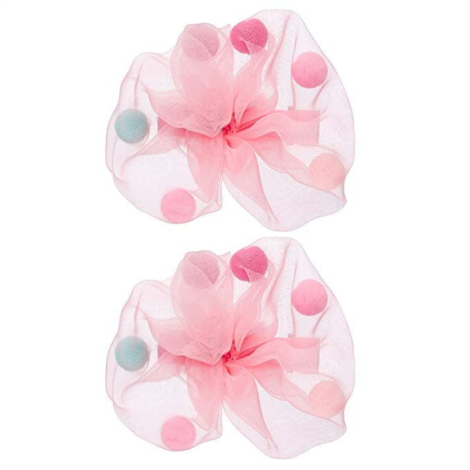Amazon Brand - Solimo Kid's Hair Pins for Girls with Multicolour Beads, Pink Print, Pack of 2
