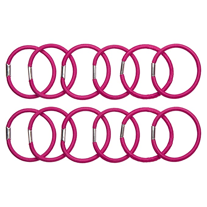 Amazon Brand - Solimo Women's Rubber Bands, Pink, Pack of 12
