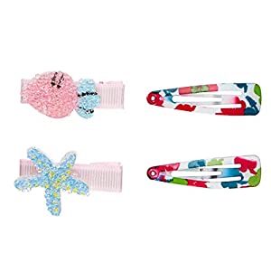 Amazon Brand - Solimo Kid's Hair Pins in Different Shapes, Multicolour, Pack of 4