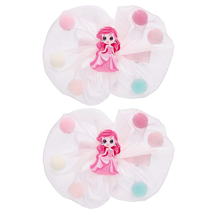 Amazon Brand - Solimo Kid's Hair Pins in Princess Pattern, Pink, Pack of 2