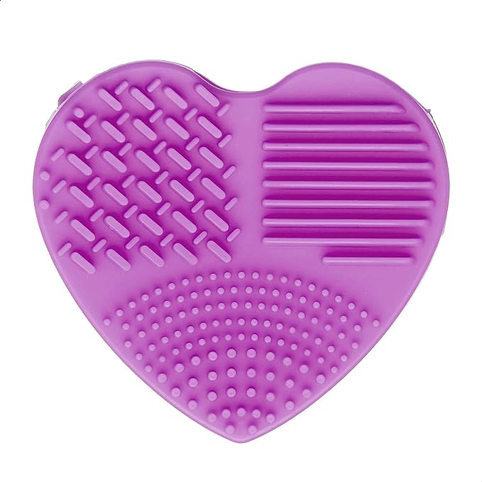 Amazon Brand - Solimo Makeup Brush Cleaning Mat, Heart Pattern, Purple