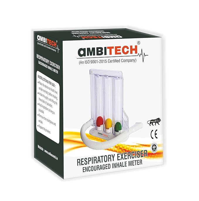 AmbiTech Respiratory 3 Ball Lung Exerciser, Spirometer, Pack of 1