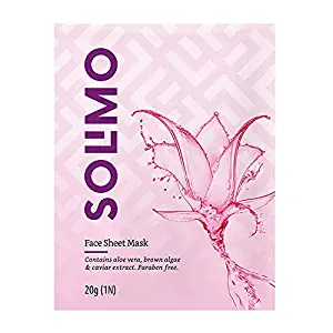 Amazon Brand - Solimo Face Sheet Mask with Aloe Vera, Brown Algae and Caviar Extract