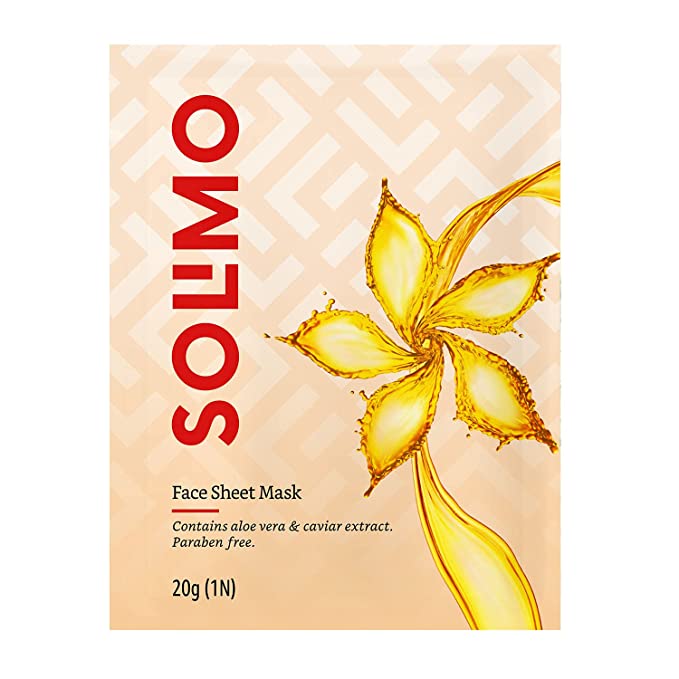 Amazon Brand- Solimo Face Sheet Mask with Aloe vera and Caviar Extract