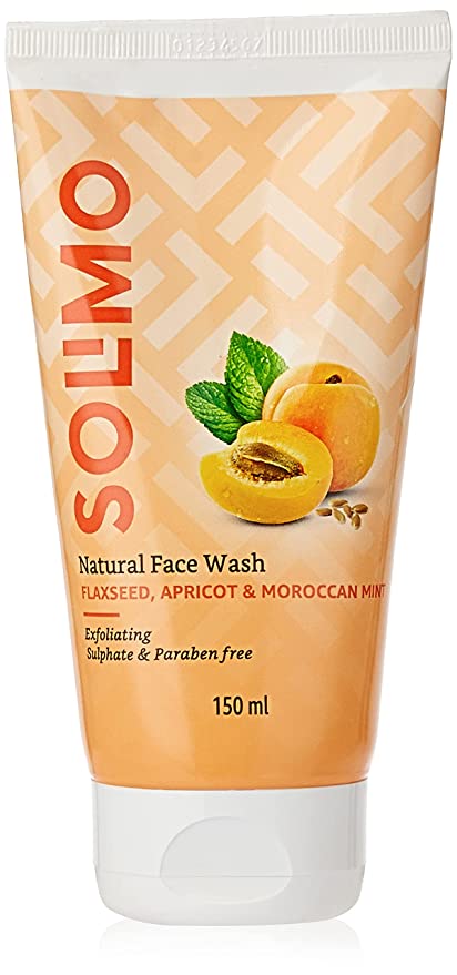 Amazon Brand - Solimo Natural Face Wash Flax Seed, Apricot & Mint, 150 ml