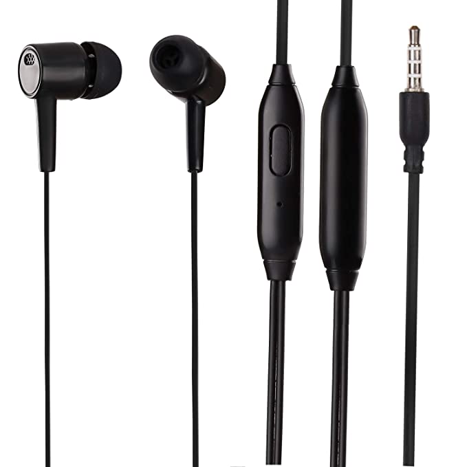 iAir Wired Earphone with in-Built Mic | Wired Earbuds with Microphone, Lightweight Headphones with Volume Control 3.5mm Jack (H7_Black)