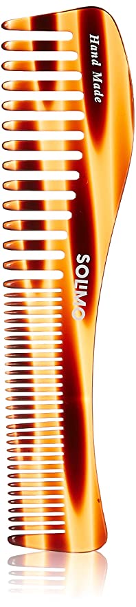 Amazon Brand - Solimo Handmade Turtle Shell Brown Wavy-Shaped All-Purpose Comb, 19 cm x 5 cm