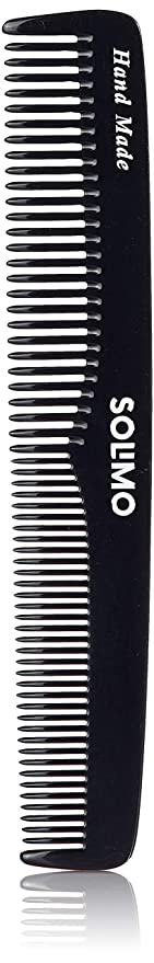 Amazon Brand - Solimo Handmade Black Easy-Grip and Thin Fine-Tooth Comb, 17 cm x 3 cm