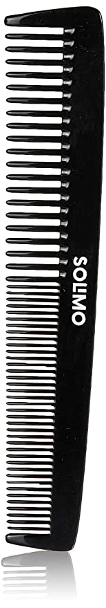 Amazon Brand - Solimo Handmade Black Easy-Grip All-Purpose Comb, 23 cm x 7 cm