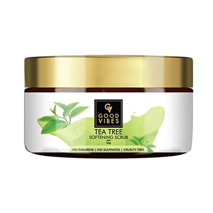 Good Vibes Tea Tree Softening Scrub - 50 g - Improves Skin Elasticity, Moisturizes and Nourishes Skin - Cruelty Free