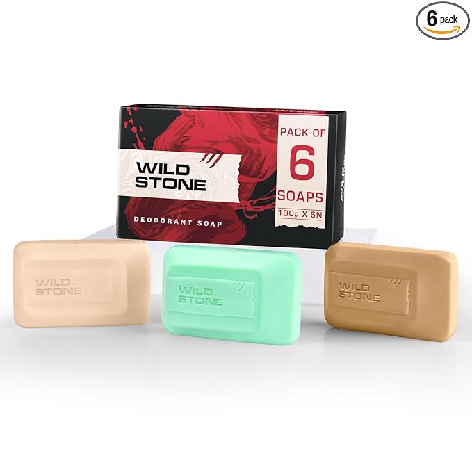 Wild Stone Ultra Sensual, Forest Spice and Musk Soaps for Bath, (Pack of 6, 100gm each) | Grade 1 soaps | Refreshing Bath Soap for Men | Skin-Friendly and Energizing