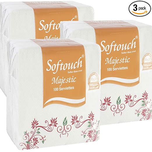 Softouch Tissue Paper Napkins 100 pcs. Each- Set of 3 (Multicolour)
