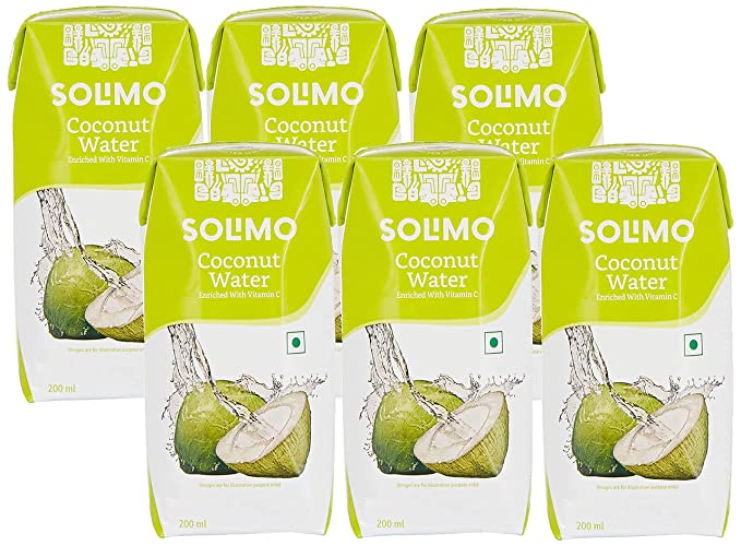 Amazon Brand  -  Solimo Coconut Water Enriched with Vitamin C, 200ml (Pack of 6)