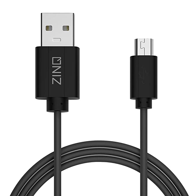 Zinq Technologies Micro To Usb 2.0 Round Cable With High Speed Charging, Quick Data Sync, Pvc Connector For All Usb Powered Devices, Tablet, Personal Computer, Smartwatch, Laptop, Smartphone (Black)