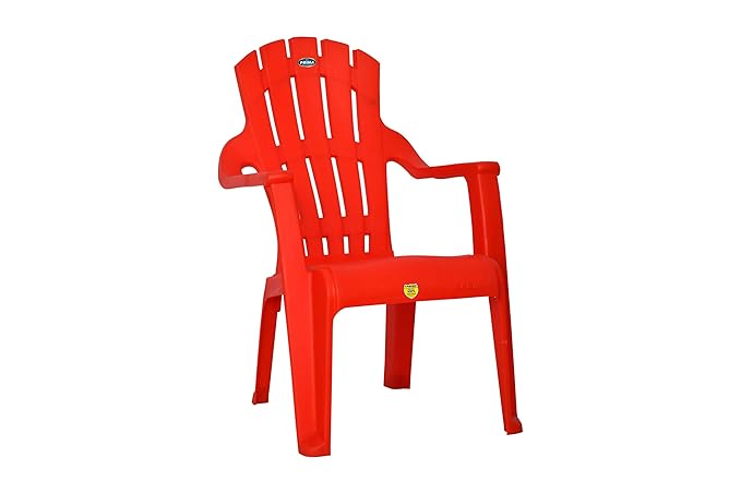Prima Baby Plastic Chair 124 Modern and Comfortable with Backrest for Study | Play | Desk | Kids with Arms for Home/School/Dining for 2 to 6 Years Age, Red Color