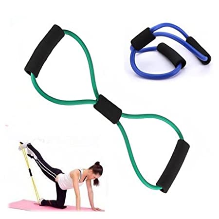 Urban king® TechoWorld Soft Latex Figure 8 Yoga Fitness Workout Toning Resistance Tube Exercise Band