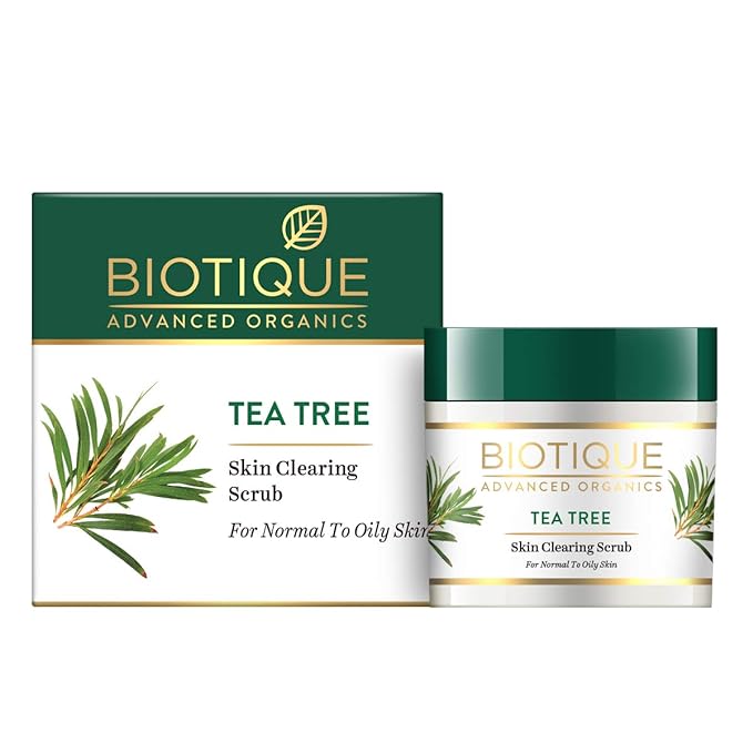 [Apply Coupon] - Biotique Tea Tree Skin Clearing Face Scrub for Normal to Oily Skin, 50g