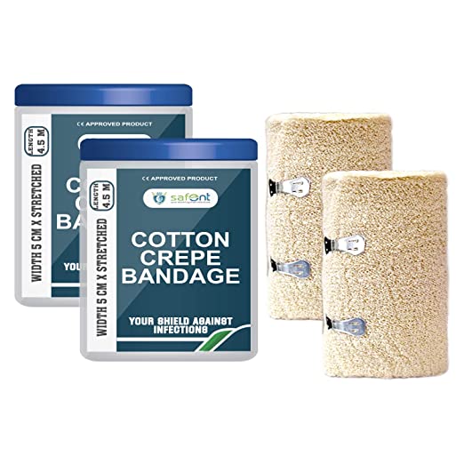 safent SAFE0046-SET-2 Cotton Crepe Bandage - 2 Inch - (5Cm*4.5M) (Set of 2) (Beige)