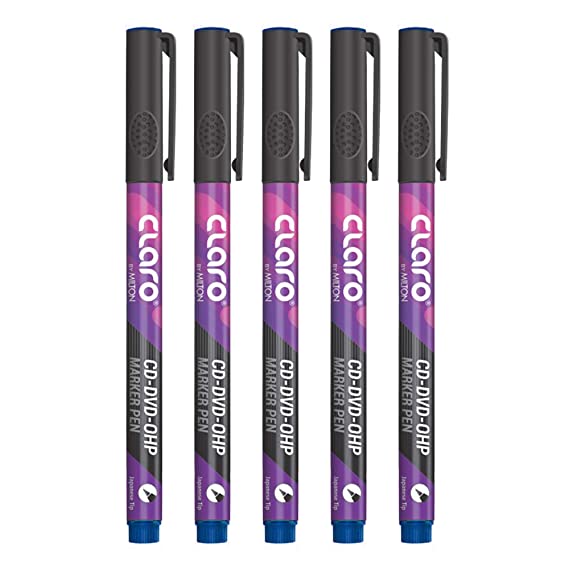 Claro By Milton CD DVD OHP Marker Pen, Pack of 25, Blue Ink