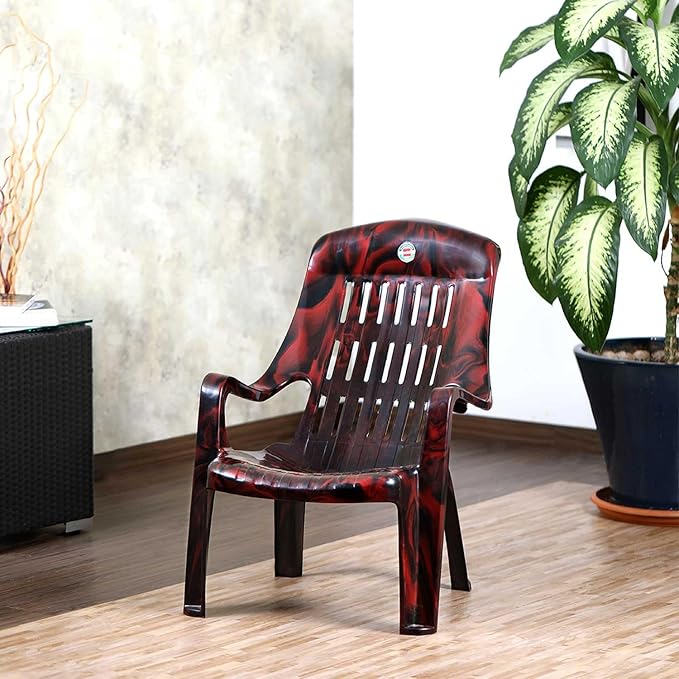 Cello Comfort Sit Chair with Arm Rest, Rosewood | 100% Polypropylene Stackable | Strong & Durable | Easy to Clean | for Living/Bed Room, Kitchen, Office Room, Outdoor | 3 Years Warranty