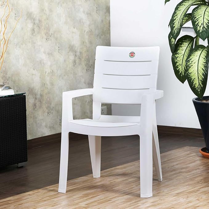 Cello Plastic Jordan Chair - White | Strong and Durable | Easy to Clean | Chair for Living Room, Bed Room, Kitchen, Office Room, Outdoor | 3 Years Warranty
