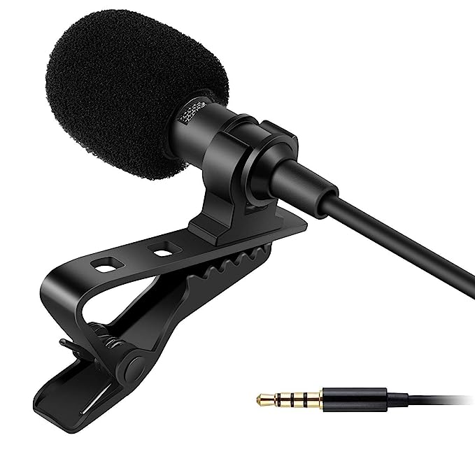 Kanget 3.5mm Clip Collar Mic for YouTube, Collar Mike for Voice Recording, Lapel Mic Mobile, Android Smartphones, DSLR Camera, mic kit for Phone Jack Earphone Type Mike for YouTube, Black