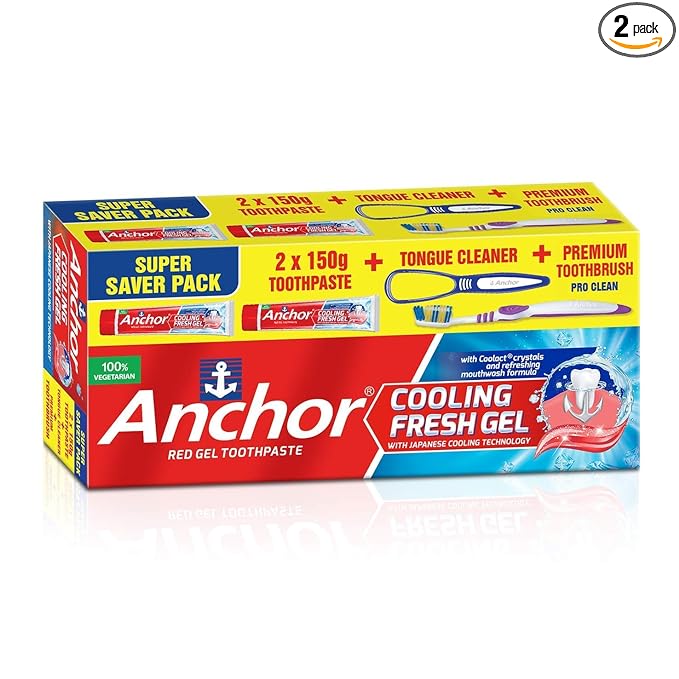 [Apply Coupon] - Anchor Red Cooling Fresh Gel Toothpaste 300Ggm (150gx2)