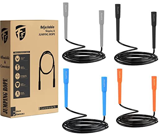 FirstFit Jump Rope, Tangle-Free Rapid Speed Jumping Rope Cable with Ball Bearings for Women, Men, and Kids, Adjustable Steel Skipping Rope with Foam Handles for Gym Fitness