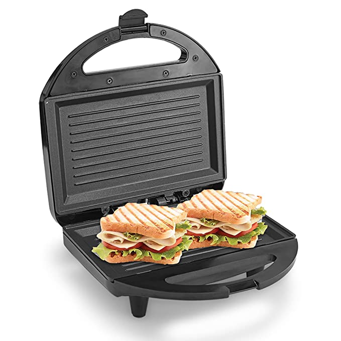 Lifelong Sandwich Griller 750 W, Classic Pro - Auto Cut off & Power Indicator | Sandwich Maker with 4 Slice Non-Stick | Fixed Plates for Sandwiches at Home with 1 Year Warranty (Black, LLSM120G)