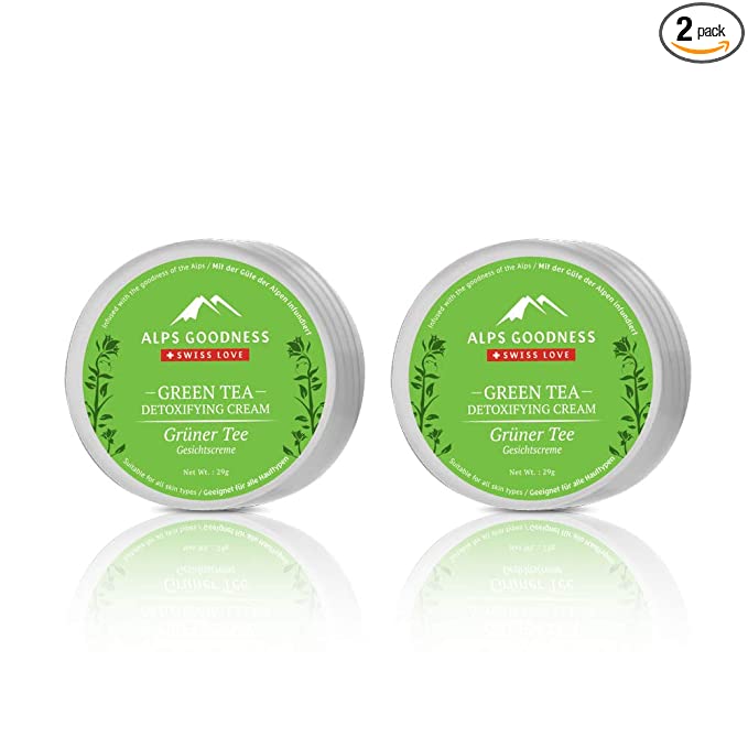 Alps Goodness Green Tea Face Cream (29 g, Pack of 2), Exfoliates, Cleanses & Purifies Skin - Cruelty Free