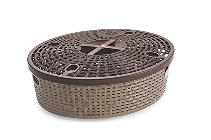 Nakoda 333 Coco Storage Basket With Lid Multipurpose Use for Kitchen & Home Organiser Box for Fruits Vegetables, Toys, Stationary items, Color May Vary