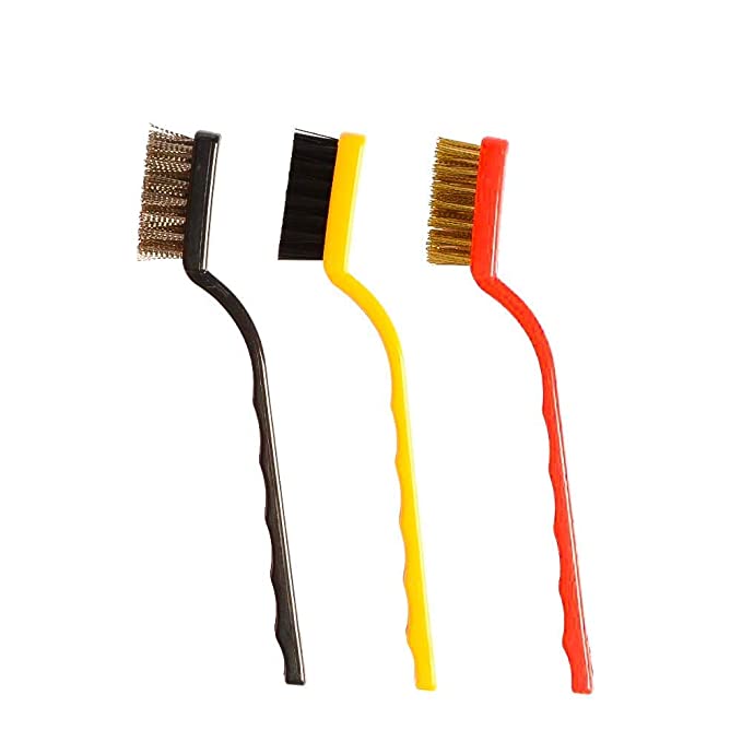 Oblivion Mini Wire Brush Set, Cleaning Tool Kit - Brass, Nylon, Stainless Steel Bristles 3 Pcs