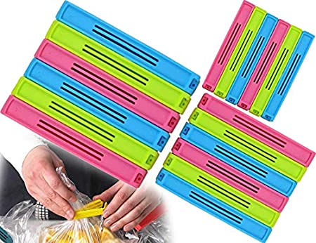 Oblivion Multipurpose Food Snack Plastic Bag Clip Sealer | Packet Sealer Clamps | Manual Vacuum Bag Sealer | Food Pouch Clip | Bag Zipper for Home Kitchen (Multicolor) (18pcs)