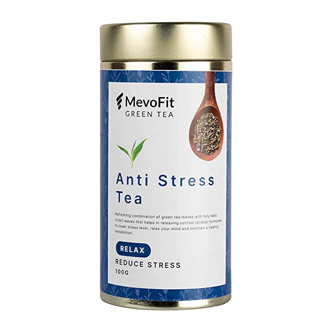 MevoFit 100% Natural Detox Tea | Green Tea Leaves | Loose Leaf Tea (100 GMS | 50 + Cups) (MevoFit Anti Stress Green Tea)