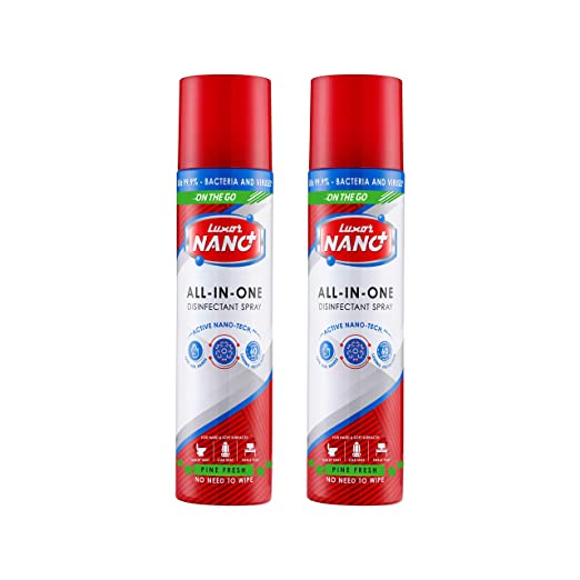 Luxor Nano Surface Disinfectant Spray Sanitizer - Upto 60 min Protection* for Hard & Soft Surfaces, Pine Fresh ( 2 * 95 ml )