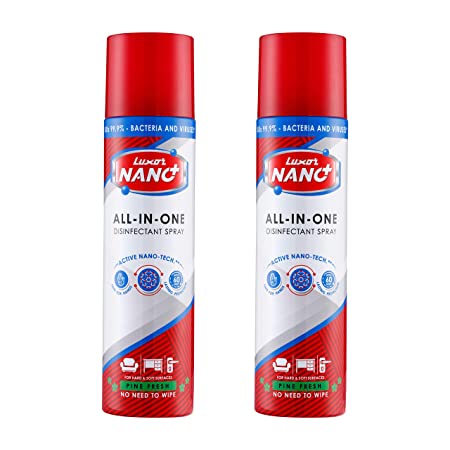 Luxor Nano Surface Disinfectant Spray Sanitizer -Upto 60min Protection*, Pine Fresh (2 * 241 mL)- Pack of 2