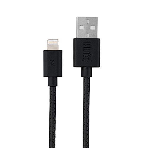 FLiX (Beetel) USB to iPhone Lightning Textured Pattern Data Sync & 2A Fast Charging Cable, Made in India, 480Mbps Data Sync, Tough Cable, 1 Meter Long USB Cable for Apple Devices (Black)(XCD-L102)