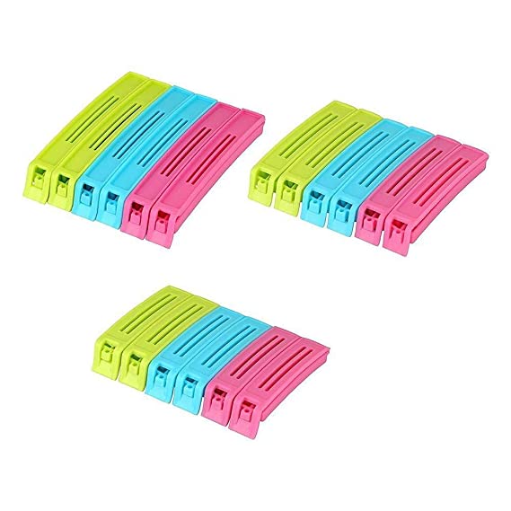 VOLTAC Multipurpose Food Snack Plastic Bag Clip Sealer/Packet Sealer Clamps/Manual Vacuum Bag Sealer/Food Pouch Clip/Bag Zipper for Home Kitchen (Multicolor) -18 pcs