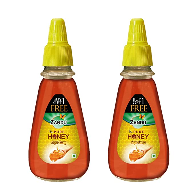 Zandu Pure Honey, 100% Purity, No Added Sugar, Squ-Easy Pack, 400g (Buy 1 Get 1 Free)
